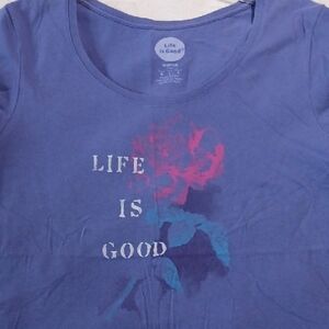 Life is Good Purple Graphic & Floral Tee  L